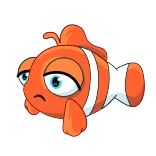 😔 흰동가리, 물고기, 슬픈, 만화 telegram sticker