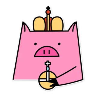 👑 свинья, король, корона, милый, животное, мультфильм telegram sticker