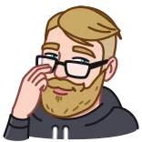 🤓 男性, メガネ, 金髪, ひげ, 漫画, ポートレート telegram sticker