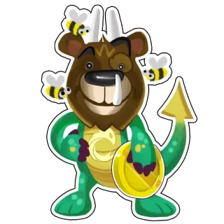 📉 animal, monstro, dragão, urso, abelha, desenho animado, fantasia, fofo telegram sticker