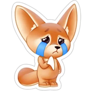😭 zorro fénec, llorar, llorando, lágrimas, triste, dibujos animados, pegatina, lindo telegram sticker
