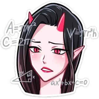 🤓 Аниме, Дьявол, Математика, Геометрия, Уравнения, Девушка whatsapp sticker