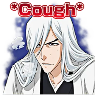 😥 Gin Ichimaru Bleach Cough Anime, Husten, Weißes Haar, Mann telegram sticker