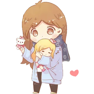 💤 Chibi, Boneca, Kawaii, Desenho animado, Menina, Fofo whatsapp sticker