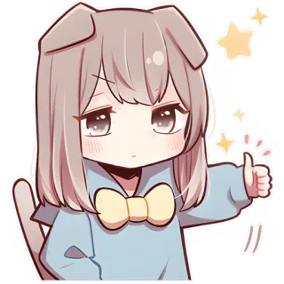 👍 Q版, 动漫, 可爱, 狗, 星星, 赞 whatsapp sticker