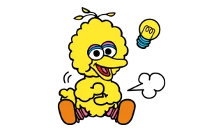 💡 Big Bird บิ๊กเบิร์ด, เซซามีสตรีท, นก, สีเหลือง, การ์ตูน, หลอดไฟ, ไอเดีย telegram sticker