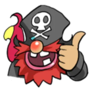 👍 bajak laut, kartun, tengkorak, jempol, karakter whatsapp sticker