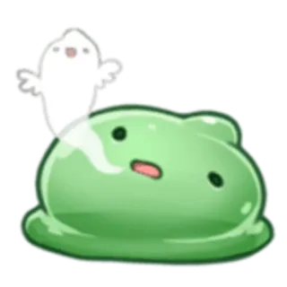 👻 слайм, призрак, милый, мультфильм, каваий, зеленый, жуткий, Хэллоуин telegram sticker