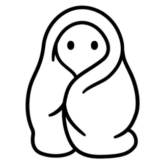 😩 ghost, spooky, cute, cartoon, simple, outline, halloween telegram sticker