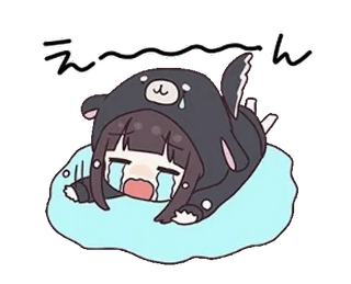 😭 え〜ん pleurer, animé, kawaii, triste, ours, dessin animé, fille telegram sticker