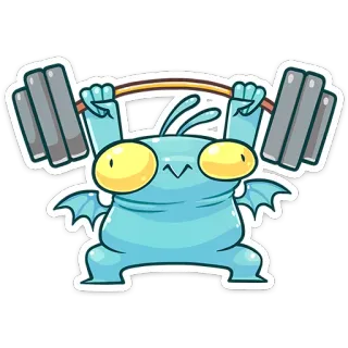 🏋‍♂ монстр, тяжелая атлетика, упражнение, фитнес, мультфильм, наклейка, милый telegram sticker