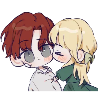 ❤️ Desenho animado, Fofo, Kawaii, Casal, Romance whatsapp sticker