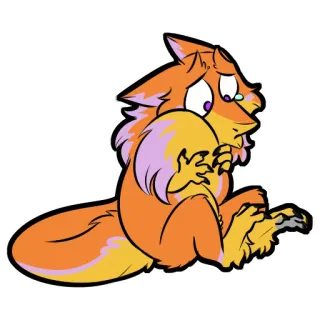 😥 fox, furry, sad, cartoon, animal, cute telegram sticker