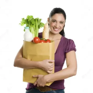 😄 woman, grocery bag, groceries, shopping, food, vegetables, lifestyle telegram sticker