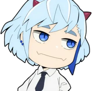 😏 Anime, Chibi, Personaggio, Capelli blu, Carino telegram sticker