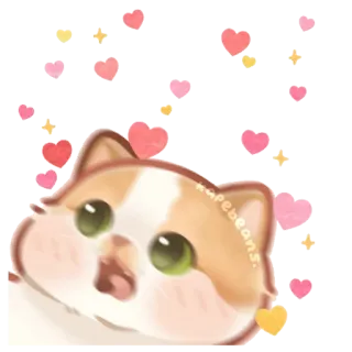 ✨ nupebeans. kucing, imut, hati, stiker, kartun, kawaii whatsapp sticker