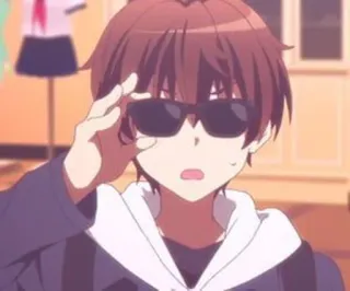 🤔 anime, sunglasses, boy, cute, cartoon telegram sticker