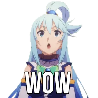 😱 Aqua KonoSuba WOW Anime, Reaksi, Wow, Terkejut, Kartun, Meme, Lucu telegram sticker
