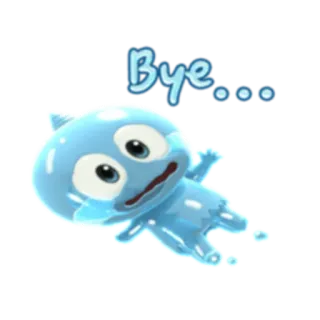 👋 Bye... Desenho animado, Adeus, Acenar, Azul, Personagem telegram sticker