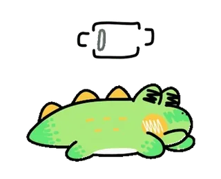 🔋 durmiendo, caimán, lindo, dibujos animados, garabato whatsapp sticker