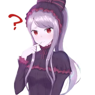 ❓ Albedo Overlord Anime, Ponto de interrogação, Bonito, Garota, Pensando, Albedo, Overlord telegram sticker