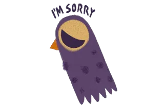 😔 Hi sorry ptak, przeprosiny, przepraszam, słodki telegram sticker