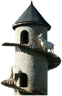 🏰 goat, tower, animals, farm, structure telegram sticker