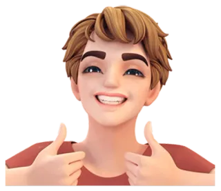 👍 Kciuk w górę, Emoji, Akceptacja, Pozytywne, Dobry, Kreskówka, Postać whatsapp sticker