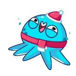 😅 cute, blue, cartoon, octopus, christmas, holiday telegram sticker