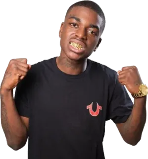 🤜 Person, Mann, Rapper, Kodak Black, Promi, Goldzähne, Tru Religion Shirt whatsapp sticker