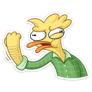 👊 desenho animado, pato, zangado, personagem, ilustração, adesivo telegram sticker