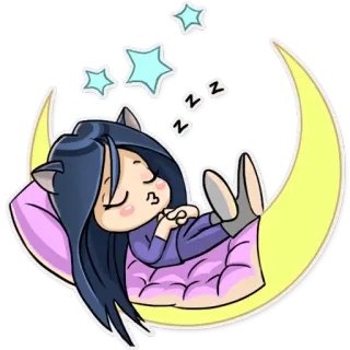 😴 zzz sleep, moon, night, stars, cute, cartoon whatsapp sticker