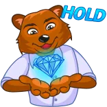 💎 HOLD ours, tenir, diamant, animal, dessin animé telegram sticker