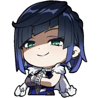 😏 Yelan Genshin Impact Anime, Gra wideo, Fanart, Chibi, Yelan, Genshin Impact, Postać telegram sticker