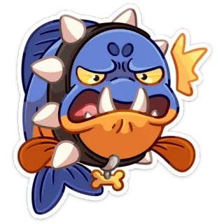 👹 ปลา, การ์ตูน, สัตว์, โกรธ, ตลก, สติกเกอร์, ตัวละคร telegram sticker