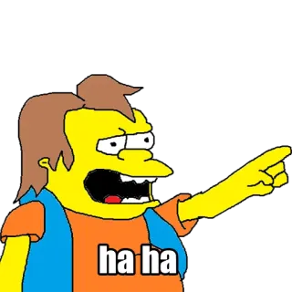 😂 Nelson Muntz The Simpsons ha ha dessin animé, rire, haha, nelson, simpson, montrer du doigt telegram sticker