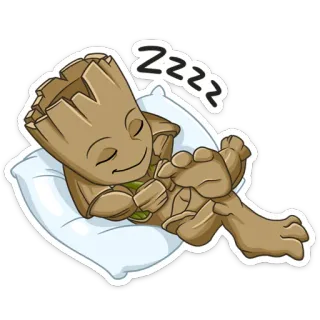 😴 Groot Zzzz Baby Groot, Tidur, Marvel, Guardians of the Galaxy, Kartun telegram sticker