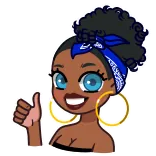 👍 girl, cartoon, blue bandana, thumbs up, emoji, character telegram sticker