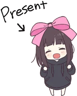 🎉 Present милый, аниме, девушка, бант, подарок telegram sticker