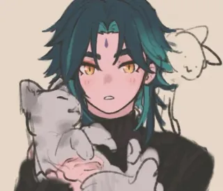🌟 Xiao Genshin Impact Xiao, Genshin Impact, anime, gato, videogame, personagem telegram sticker