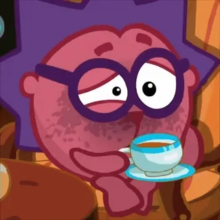 🥶 Desenho animado, Personagem, Chá, Óculos, Bebendo, Animado telegram sticker