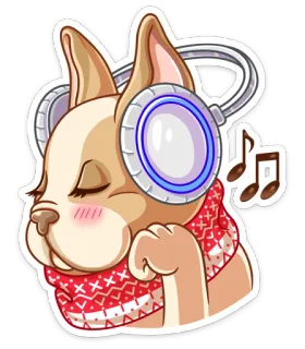 🎧 cão, cachorro, fones de ouvido, música, fofo, animal, desenho animado, adesivo telegram sticker