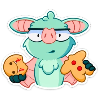 😳 con dơi, bánh quy, pizza, thức ăn, động vật, hoạt hình telegram sticker