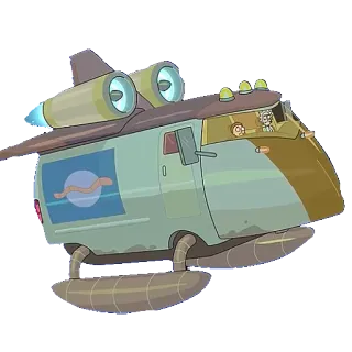 🚌 Rick Sanchez Rick and Morty Rick y Morty, nave espacial, dibujos animados, ciencia ficción, coche volador telegram sticker