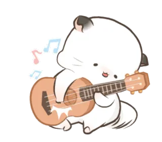 🎸 gatto, ukulele, musica, carino, kawaii, adesivo telegram sticker