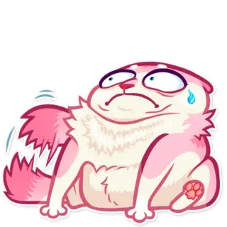 😨 kucing, sedih, kartun, stiker, merah muda, binatang, menangis, emosional whatsapp sticker