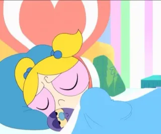 💤 Bubbles Powerpuff Girls Desenho animado, Dormindo, Cama, Fofo, Personagem de desenho animado, Bolhas telegram sticker