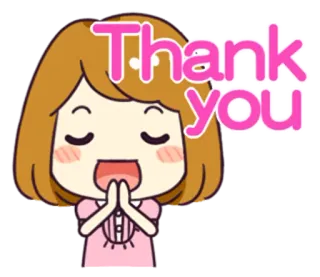🙏 Thank you thank you, cute, cartoon, girl whatsapp sticker