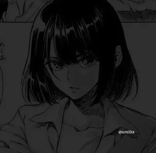 🖤 Anime, Mangá, Garota, Cabelo curto, Séria telegram sticker