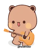 🎸 gấu, guitar, dễ thương, hoạt hình, nhãn dán telegram sticker